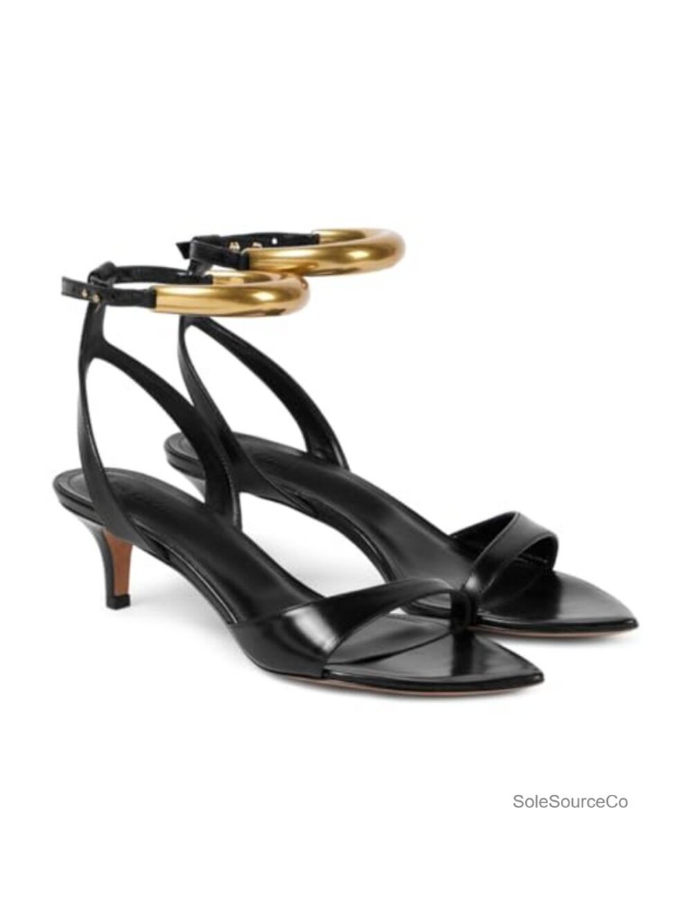 Coutgo Womens Faux Leather Kitten Heels Strappy Pointed Toe Ankle Strap Dress